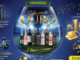 Banner da Promoção Seleção de Ouro da Bebidas Zanlorenzi, com prêmios de adegas, scooters e certificado de ouro de R$10.000,00.