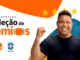 Banner publicitário da campanha Seleção de Prêmios com o ex-jogador Ronaldo Nazário sorrindo e com os punhos cerrados em comemoração. O lado esquerdo contém o título da promoção e os logotipos do Itaú e da CBF Brasil. Cinco estrelas amarelas decoram o topo superior direito.