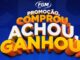 Banner publicitário da FGM Dental Group com o texto Promoção, Comprou, Achou, Ganhou! em letras 3D coloridas sobre um fundo azul escuro.