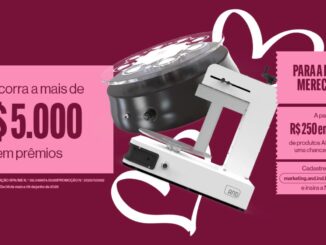 Banner promocional da campanha "Para a Mãe que Merece Tudo" da marca AND, com equipamentos gastronômicos e informações sobre prêmios de R$5.000,00 em vouchers para compras a partir de R$250,00.