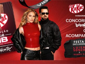 Promoção KITKAT Você VIB no Rock in Rio, com Luísa Sonza e Dennis DJ, oferecendo festa exclusiva e ingressos VIP com experiências únicas.