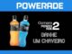 Anúncio da promoção Powerade 2026: compre 2 unidades e receba um chaveiro de brinde.
