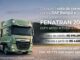 Peça publicitária da promoção Rota Premiada DAF Barigüi 2026, com imagem de um caminhão DAF XF FTS 530 Super Space Cab verde-claro estacionado em frente a uma construção moderna, ao lado de uma mala de viagem. O texto anuncia que a compra de uma cota de consórcio garante viagem à FENATRAN 2026 com aéreo e hotel inclusos, além de participação em sorteio do caminhão. Valor do crédito de R$976.299,24 e parcela a partir de R$4.638,40. Certificado de Autorização SPA/ME nº 06.048540/2026.