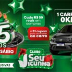 Promoção de aniversário de 15 anos do Atacadão Vicunha em Currais Novos RN, com sorteio de um Fiat Mobi 0km para clientes do Clube Seu Vicunha