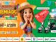 Anúncio do Aniversário Premiado Gerardo's Centerbox com temática de festa junina, apresentando prêmios como motos elétricas, televisores de 50 polegadas e vales-compra de R$500 ao lado de uma personagem animada surpresa.