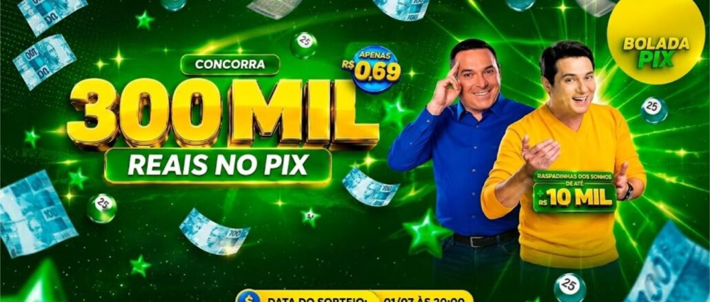 Banner publicitário do Bolão da Ótima FM Copa do Mundo 2026 Bolada Pix, com prêmio de R$300.000,00 no Pix por apenas R$0,69, com sorteio em 01/07 às 20h.