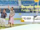 Três jovens comemoram em frente a uma trave de futebol com a campanha Desafio SHEIN: Futebol com Estilo, que oferece R$40mil em compras e 40 ingressos para a Festa da SHEIN.
