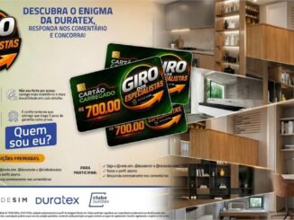 Arte da promoção Giro dos Especialistas da Rede Sim em parceria com a Duratex, com cartões pré-pagos de R$700,00 e ambiente de interiores ao fundo.