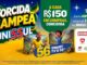 Peça publicitária da promoção Torcida Campeã Unissul, com fundo verde, azul e dourado em referência à Copa do Mundo, exibindo dois personagens animados com camiseta da seleção brasileira, duas Smart TVs 55 polegadas e logotipos das marcas parceiras Brahma, Sadia, Perdigão, Mataratta, Guaraná Antárctica, Classa e Bauducco.