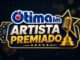 Arte promocional da campanha Artista Premiado da rádio Ótima FM, com logotipo da emissora, troféu dourado e microfone vintage sobre fundo estrelado azul-escuro.