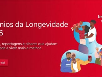 Banner dos Prêmios da Longevidade 2026 da Bradesco Seguros com ilustrações de famílias e o convite para inscrição