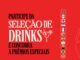 Arte promocional vermelha da Coca-Cola para a campanha Torcer Juntos no Paraná, com o título Participe da Seleção de Drinks e Concorra a Prêmios Especiais, ícone de coquetel e faixa lateral com bandeiras de seleções de futebol e uma bola