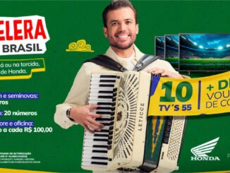 Banner da promoção Acelera Pau Brasil Motos, com prêmios de 10 TVs 55 polegadas e mais de 100 vouchers de compras, válida para Bahia, Pernambuco e Paraíba.
