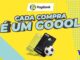 Peça publicitária da promoção Cada Compra é um Goool, com dois cartões PagBank Visa e uma bola de futebol sobre fundo amarelo.