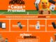 Banner promocional da Amazon com fundo laranja anunciando a promoção Caixa Premiada. A imagem destaca um mascote em formato de ave segurando caixas, além dos prêmios Kindle 11ª geração, copo térmico Stanley, câmera Instax Mini com filme e caixa de som portátil.