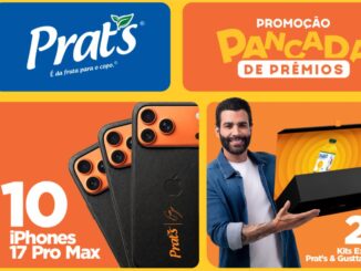 Banner da Promoção Pancada de Prêmios Prat's com Gusttavo Lima, sorteando 10 iPhones 17 Pro Max e 20 kits exclusivos Prat's & Gusttavo Lima.