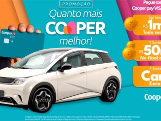 Banner da promoção Quanto Mais Cooper Melhor, da Cooper Pay, com prêmios de R$1mil semanais, R$50mil no final da Copa e um carro zero km.