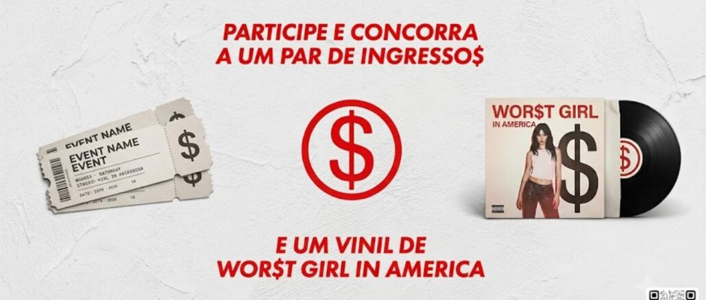 Banner da promoção Slayyyter Wor$t Girl In America sorteando par de ingressos e vinil do álbum