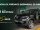 Promoção Show de Prêmios Berimbau 50 Anos com Renault Kwid preto estampado com a marca Grupo Berimbau
