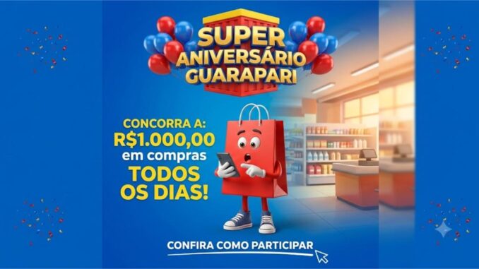 Promoção Super Aniversário Guarapari 43 anos — concorra a R$1.000,00 em compras todos os dias