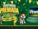 Banner promocional da campanha Super Torcida Premiada da Rede Supermarket, com personagem feminina animada, mascote cachorro com bola de futebol e TV de 55 polegadas em destaque sobre fundo verde.