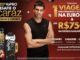 Peça publicitária da promoção YoPRO Desafie o Alcaraz Você Escolhe o Esporte, com o tenista Carlos Alcaraz ao centro, dois produtos da linha YoPRO à esquerda e informações sobre os prêmios à direita.