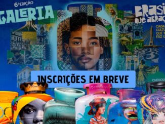 Arte promocional da 6ª edição da Galeria Consigaz 2026, tema Brasil que Abraça, com rosto mestiço central em mosaico cultural brasileiro, botijões de gás pintados por artistas e faixa inscrições em breve.