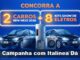 Banner azul de campanha promocional com dois carros Hyundai HB20 2026 pretos, uma geladeira, uma televisão e uma máquina de lavar ao centro, com o texto CONCORRA A 2 CARROS NEW HB20 2026 + 8 KITS SHOW DE ELETROS em destaque, e a frase Campanha com Italínea Dá na parte inferior.
