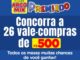Banner azul do Clube Arco Mix Premiado com o texto Concorra a 26 vale-compras de R$500,00, todos os meses muitas chances de você ganhar