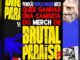 Banner promocional da Tropical Paradise Merch anunciando sorteio de camiseta autografada por Luísa Sonza da coleção Brutal Paraíso, com fundo preto, tipografia amarela e vermelha e ilustração de coqueiro azul.