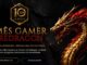 Banner do concurso Mês Gamer Redragon celebrando 10 anos da marca no Brasil, com selo dourado "10 Anos" e ilustração de dragão dourado e vermelho ao lado dos dizeres Mês Gamer Redragon, chamada para melhores plays da comunidade e botões Enviar Minha Play e Ver Regulamento.