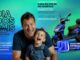 Banner promocional Dia dos Pais do Shopping Interlagos com pai e filho sorrindo, anúncio de sorteio de 20 scooters elétricas Conquest Plus a cada R$350,00 em compras, de 24/07 a 25/08