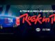 Ônibus azul da TIM personalizado com arte do Rock in Rio 2026, ao lado da chamada "A TIM e a Mix levam você pro Rock in Rio" e dos logotipos da Mix e da TIM sobre fundo escuro com silhuetas de fãs erguendo as mãos.