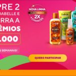 Banner promocional DaBelle em fundo rosa e laranja com produtos da linha Hair Intense, óleo mágico, creme de pentear, máscara de hidratação e gelatina de jujuba, com botão quero participar