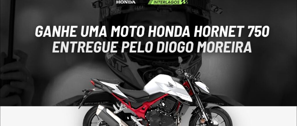 Arte da promoção Suhai Festival Interlagos com Honda: concorra a uma moto Honda Hornet 750 entregue pelo piloto Diogo Moreira.