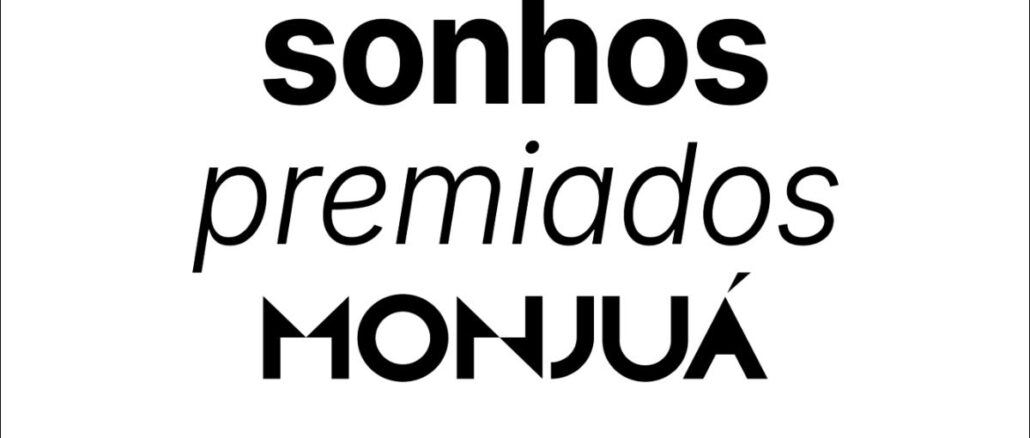 Logotipo da promoção Sonhos Premiados Monjuá, com o nome MonjuFácil, em letras pretas sobre fundo branco.