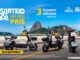 Imagem promocional do Sorteio Zé Dia dos Pais 2026, com três scooters elétricas modelo Bob estacionadas em avenida à beira-mar no Rio de Janeiro, tendo o Pão de Açúcar ao fundo, com as marcas Moto Chefe e Zé Delivery.