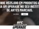 Banner da promoção UFC Ultimate GYM Upgrade, com prêmio de R$25.000 em produtos UFC para institutos de artes marciais.