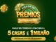 Banner da promoção Virada de Prêmios Brasil Terrenos: pague seu terreno e concorra a 5 casas e 1 milhão de reais, com um sorteio por mês até dezembro.