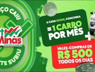 Banner da promoção Aniversário Mart Minas 2026: a cada R$200 em compras, o cliente concorre a 1 carro por mês, mais vales-compras de R$500 todos os dias.