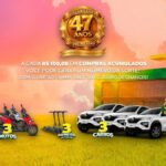 Promoção Aniversário Premiado 47 Anos Chama Supermercados: a cada R$100,00 em compras acumuladas, o cliente gera um número da sorte. Prêmios: 3 motos, 3 patinetes elétricos, 3 carros e 47 vale-compras de R$1.000,00.