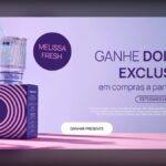 Banner da promoção Melissa Fresh: ganhe dois copos exclusivos em compras a partir de R$599,90, com estoques limitados.