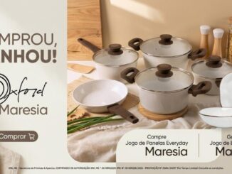 Banner promocional Oxford Maresia: compre o Jogo de Panelas Everyday Maresia e ganhe o Jogo de Baixelas Ryo Maresia.