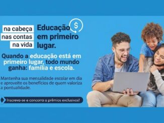 Banner do Projeto Educação em Primeiro Lugar da Kedu, com família sorridente ao notebook e chamada para se inscrever e concorrer a prêmios exclusivos.