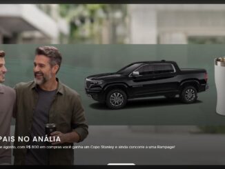 Banner da promoção Dia dos Pais no Shopping Anália Franco: pai e filho sorridentes ao lado de uma picape Rampage preta e copos Stanley, com destaque para o período de 30 de julho a 09 de agosto de 2026.