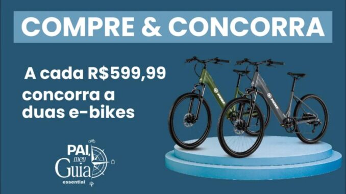 Banner da promoção Pai, Meu Guia da Essential Parfums: a cada R$599,99 em compras, concorra a duas e-bikes