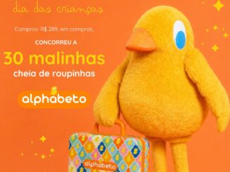 Banner da promoção Minha Malinha Alphabeto para o Dia das Crianças: comprou R$289 em compras e concorreu a 30 malinhas cheias de roupinhas.