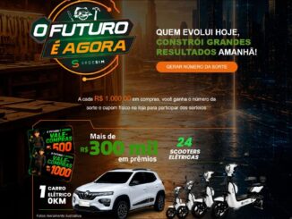 Banner da Promoção O Futuro é Agora da RedeSim, com prêmios de mais de R$300 mil, incluindo 1 carro elétrico 0km e 24 scooters elétricas.