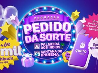 Banner da Promoção Pedido da Sorte do Quero Delivery, válida para Palmeira dos Índios e Santana do Ipanema (AL), com mais de R$8 mil em cashback no app e sorteios quinzenais.