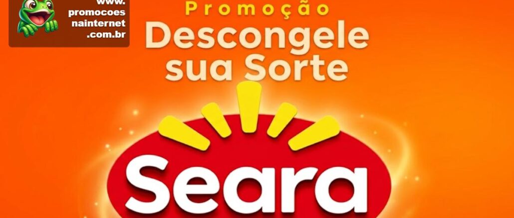 Banner da Promoção Seara Descongele sua Sorte, com logotipo da marca em vermelho e amarelo sobre fundo laranja vibrante.